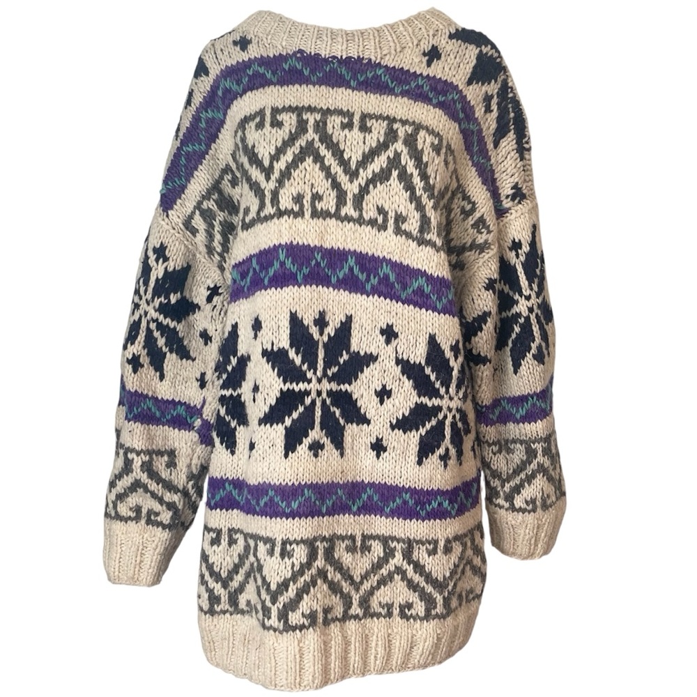 Vintage Cream and Purple Patterned Sweater